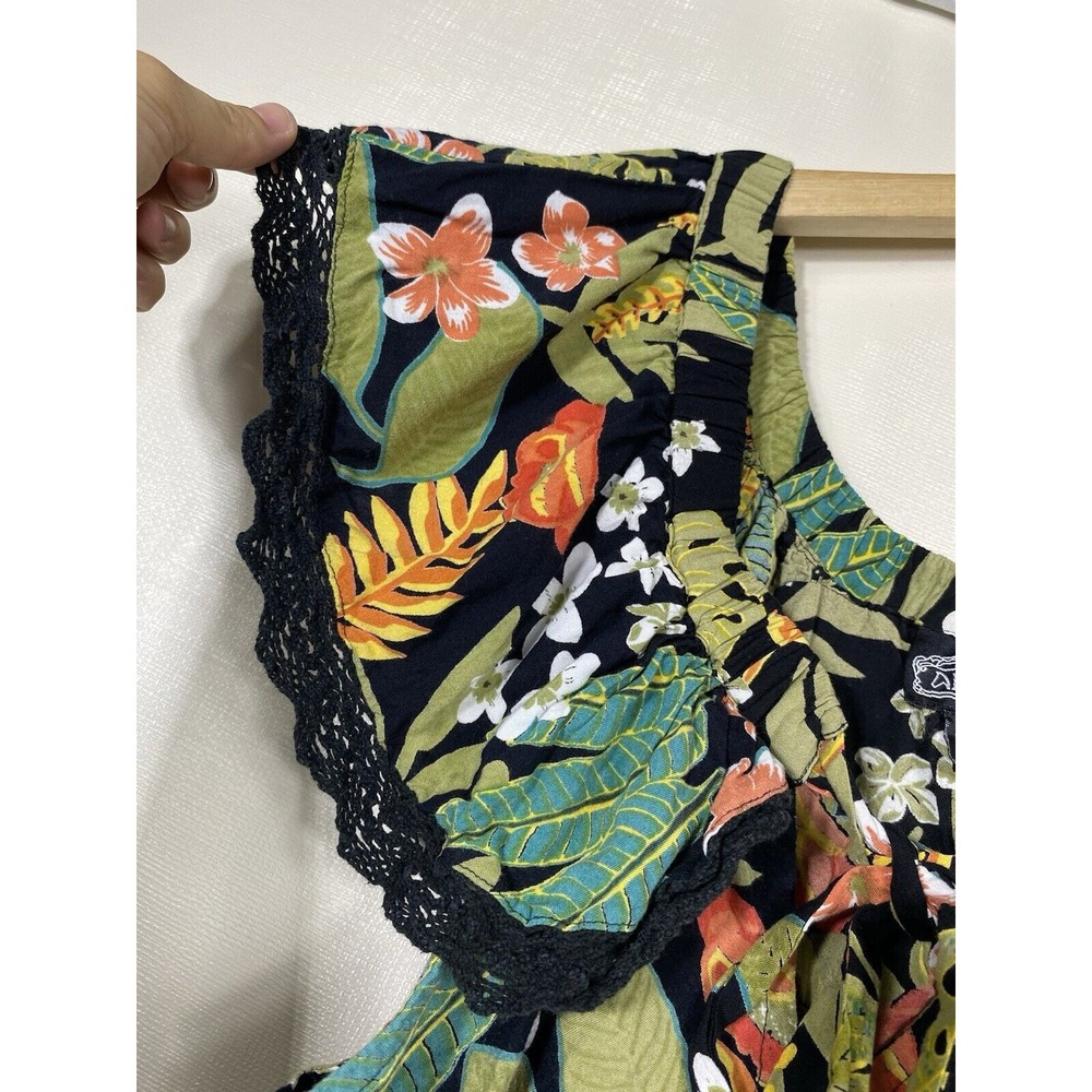 Angie Women Floral Off Shoulder Top Plus Size 1X Crochet Tropical Boho Colorful - Picture 3 of 6